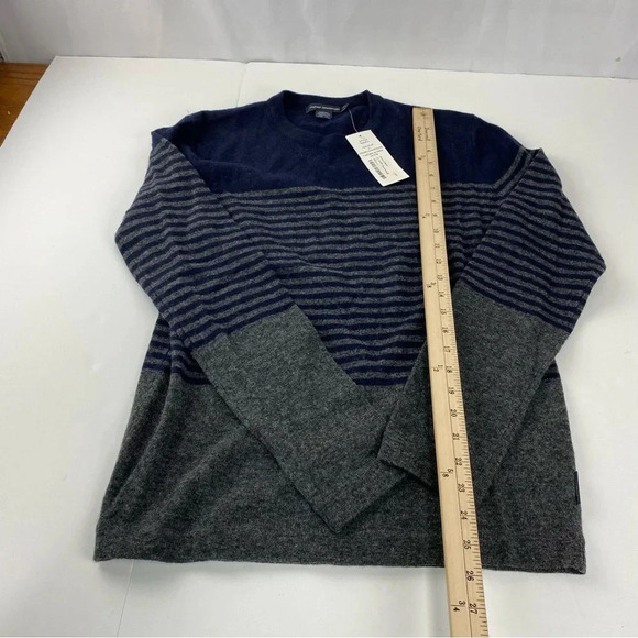 French Connection Mens Small Blue Navy Striped Pullover Sweater NWT MSRP $118 - Picture 2 of 7